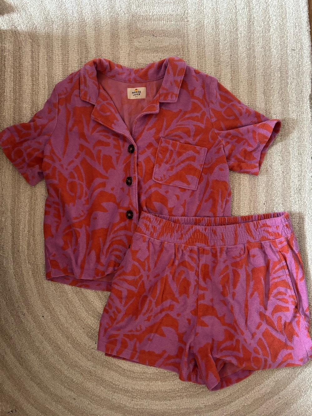 Marine Layer Purple & Orange Terrycloth Set